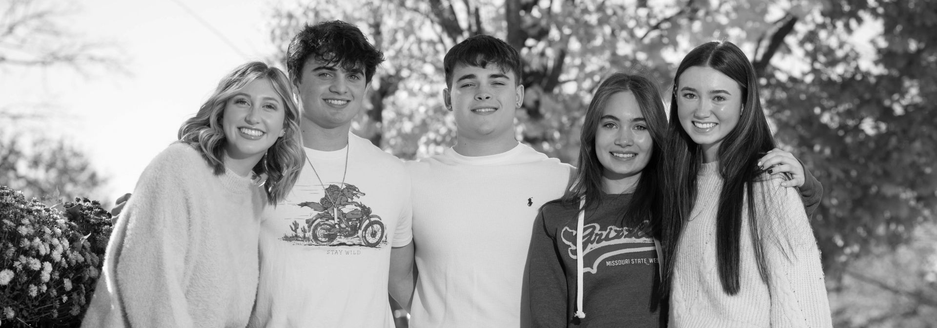 five students on Kellett porch